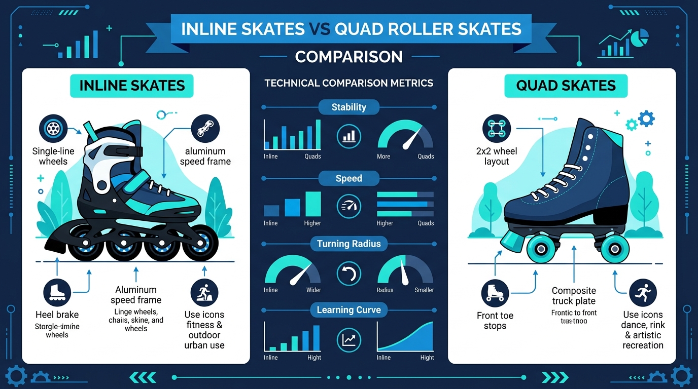 Strategic comparison of inline skates versus quad roller skates for retail assortments